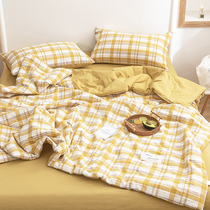 Summer cool quilted by pure cotton All cotton Machine washable air conditioning by double summer Four pieces Quilt Summer Single Thin summer quilt