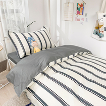 Nordic Wind Pure Cotton Bed Four Pieces of 100 All cotton Children Dormitory Students Three Sets Bed Linen Quilt man bed 4