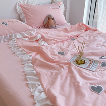 Summer cool quilt single air conditioner is summer four-piece set Machine washable summer thin quilt spring and autumn thin summer quilt double