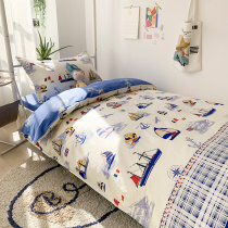 Pure cotton cartoon bed bedding four pieces of all-cotton boy bed linen covered with three 4 sets of girls