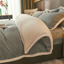 Coral velvet quilt cover single piece Winter double-sided milk velvet plus velvet winter thick single double flannel plush quilt cover
