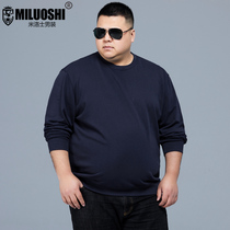 Thin cotton sweater mens spring and autumn long-sleeved round neck base shirt plus fat plus size loose fat guy casual clothes fat