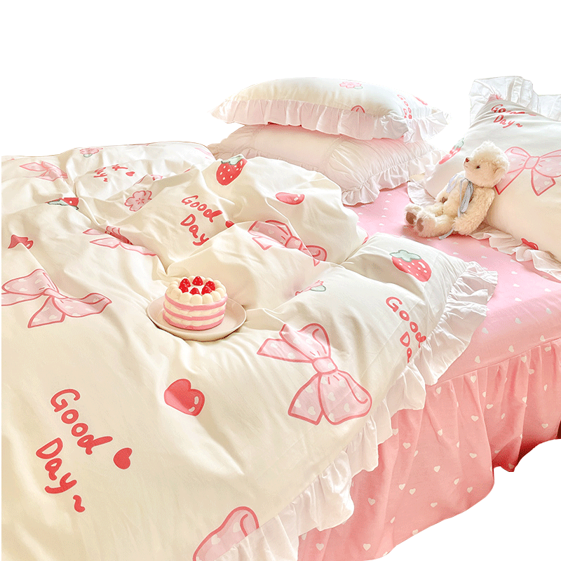 Princess style bed children's four-piece set pure cotton 2025 new girl powder sheet quilt cover bed skirt three-piece set
Princess style bed children's four-piece set pure cotton 2025 new girl powder sheet quilt cover bed skirt three-piece set