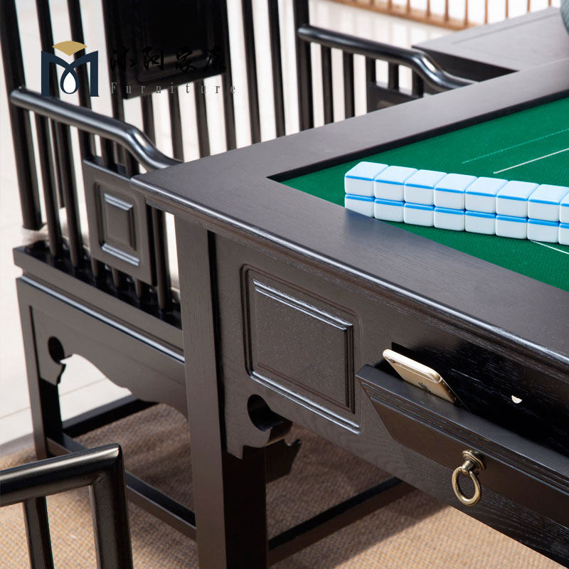 新中式实木麻将桌椅带机芯全自动电动多功能家用麻将台棋牌室家具