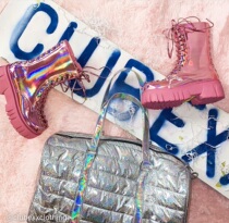 (Domestic spot) club exx cyber laser powder strap zipper sponge cake thick bottom ankle boots short boots