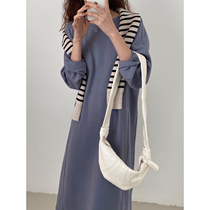 (JUSLIN) Lazy Street Profile Design basic H-shaped casual straight sweater skirt G0313