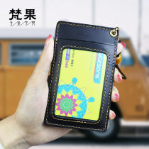 Handmade cowhide ID card cover leather bus card rice card cover hanging neck rope retro ID card cover chest card work card tide