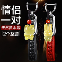 Keychain couple a pair of simple high-end creative romantic car pendant Crystal lucky cat bunny Korean cute