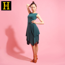 Dance Latin dance costume female adult New practice uniform Dance Dance suit sleeveless round neck dress hw31