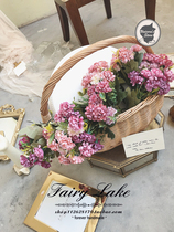 Nordic Mori Womens European-style emulated embroidered light purple ensemble home soft-mounted decorative floral swing piece fake floral silk flowers