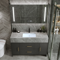 Light Extravagant Solid Wood Rock Board Bath Cabinet Combined Mirror Cabinet Suit Intelligent Hand Wash Washbasin Toilet Wash and Toiletries