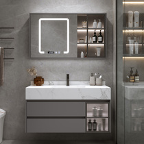 Light Extravagant Rock Board Bath Cabinet Combination Smart Mirror Cabinet Minima Modern Toilet Wash Wash Face Wash and washstand one-piece basin