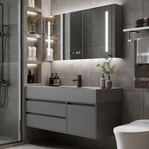 Modern Light Lavish Bath Room Cabinet Mirror Cabinet Combination Brief Rock Integrated Washbasin Washbasin Toilet Terrace Basin Wash table