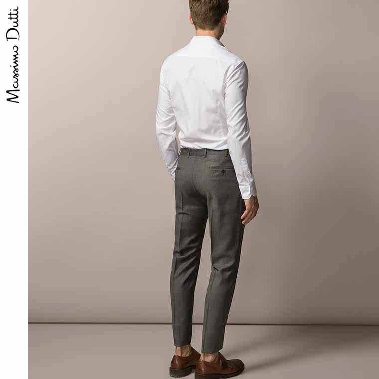 Massimo Dutti 男装 威尔士格子羊毛西裤 00090175801