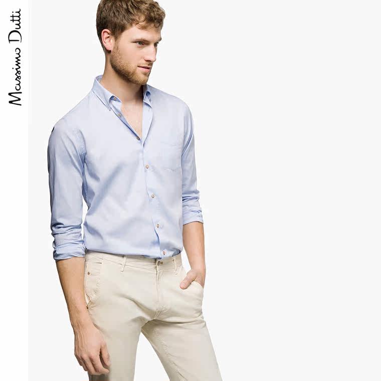 Massimo Dutti 男装 修身款全棉牛津衬衫 00141484403