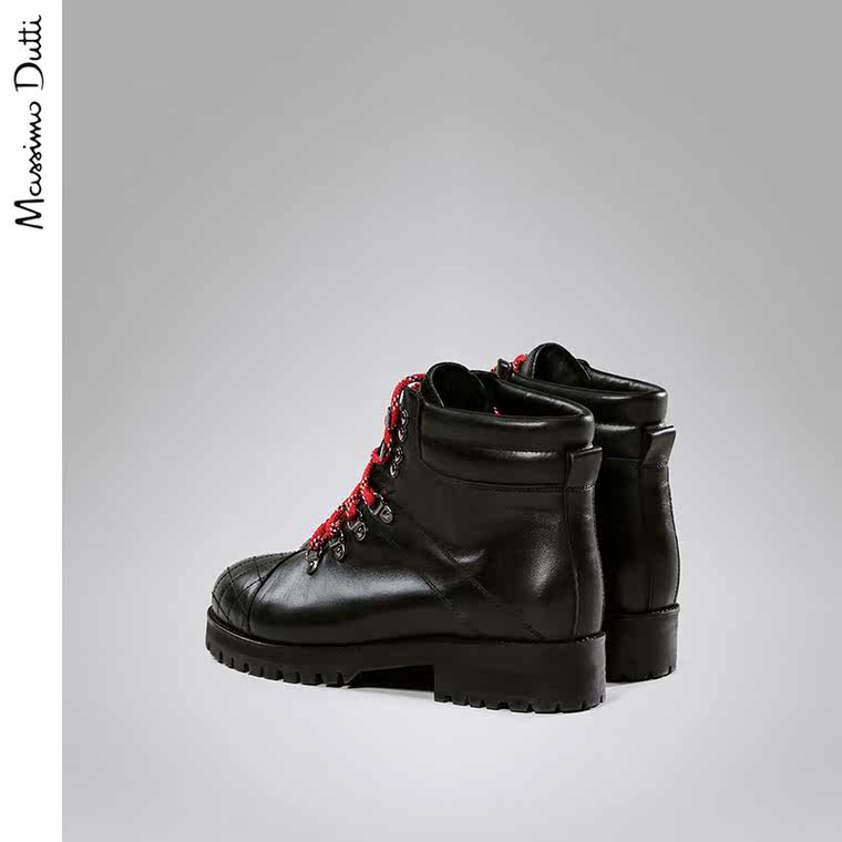 Massimo Dutti 女鞋 限量版牛皮登山鞋头短靴 18071021800