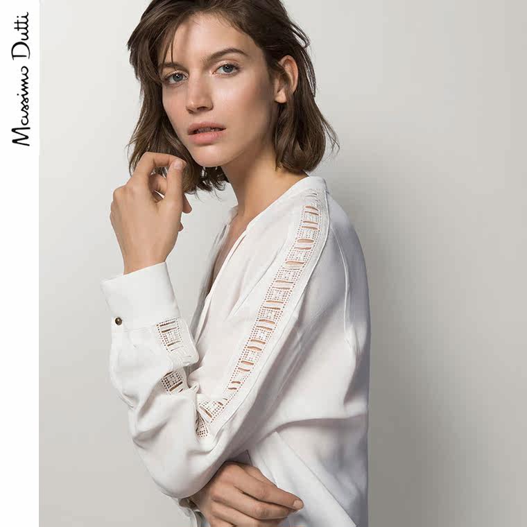 Massimo Dutti 女装 蝴蝶结领口衬衫 05133862250