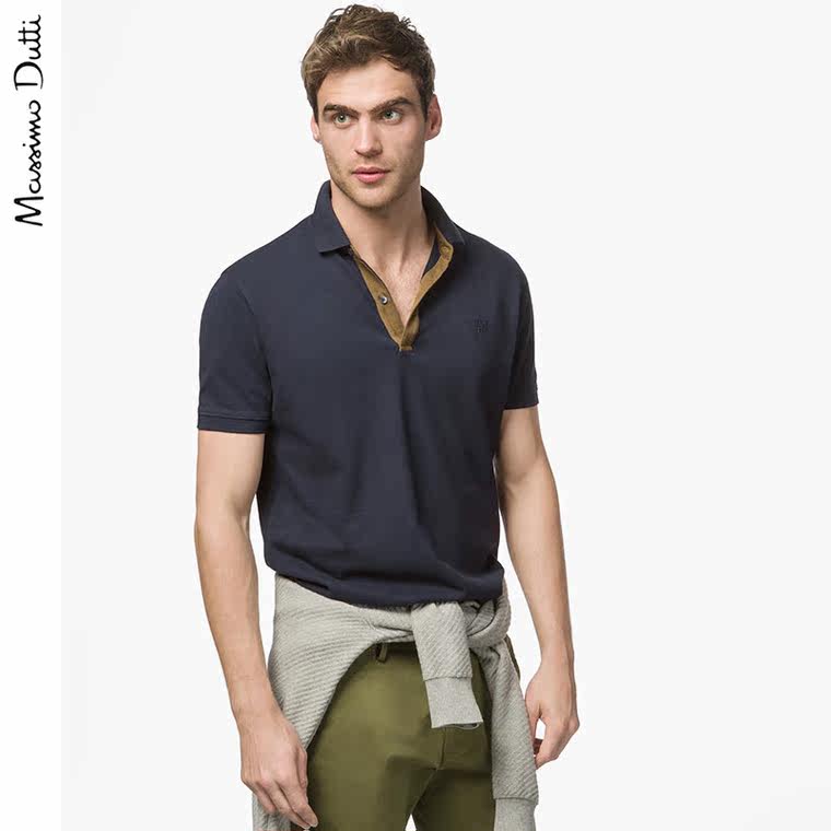 Massimo Dutti 男装 全棉盾牌立领高尔夫球衫 00736201401