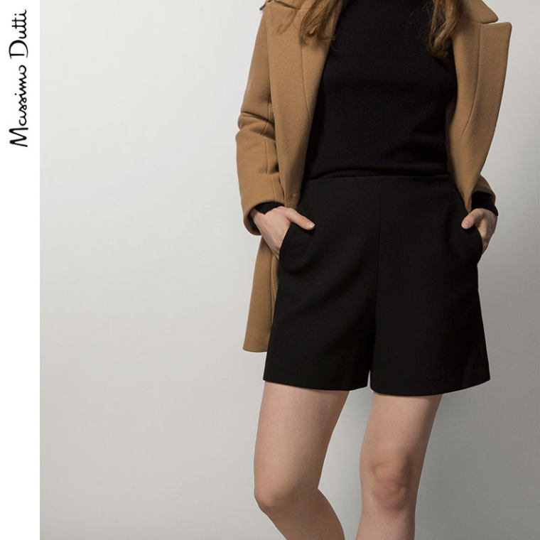 Massimo Dutti 女装 黑色西装百慕大 05088584800