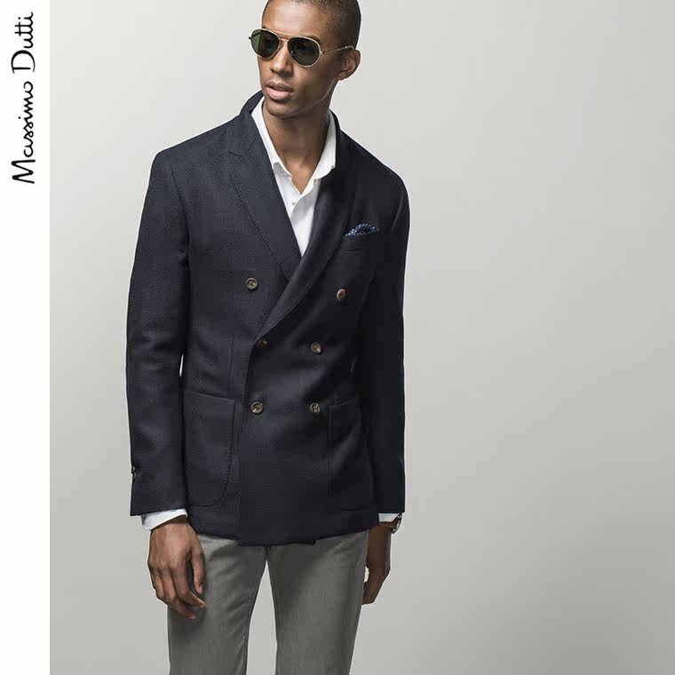 Massimo Dutti 男装 羊毛交叉西装上衣 02007275401