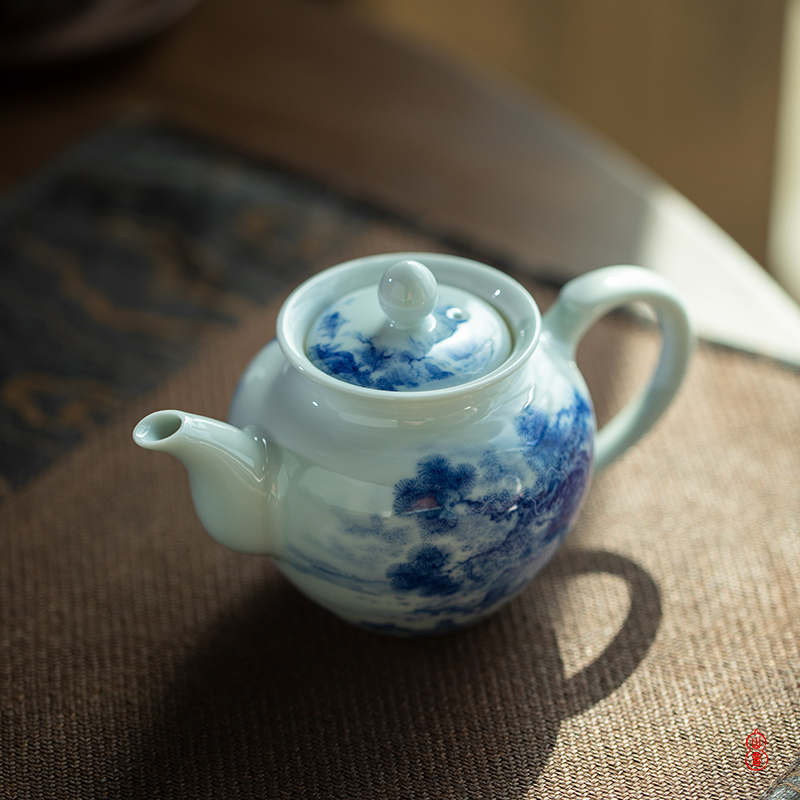 Lin Yin find bosom friend single pot of jingdezhen blue and white porcelain hand - made pot pot teapot kung fu tea set the teapot