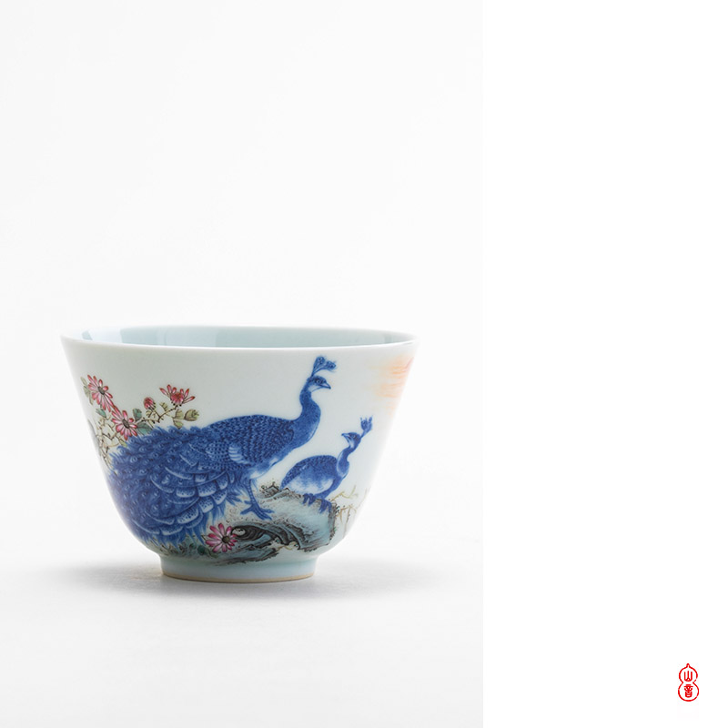 Add the peacock and found of art hall of jingdezhen checking ceramic cups master cup kung fu tea sample tea cup