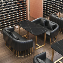 Nordic Net red coffee Western restaurant milk tea dessert shop Leisure bar wrought iron card seat sofa negotiation table and chair combination