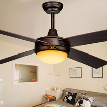Restaurant fan lamp retro simple fan lamp black wood leaf American ceiling fan lamp electric fan chandelier household fan