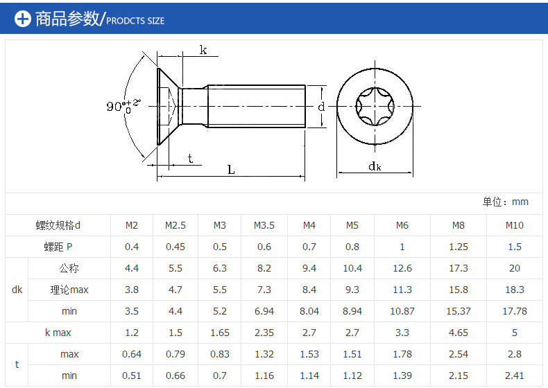 gb2673 304不锈钢沉头/平头内梅花螺丝钉 防盗螺钉m2 m2.5 m3 m4