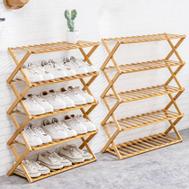 Shoe rack installation-free household indoor good-looking bamboo multi-layer folding telescopic narrow simple door economic shoe cabinet
