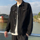 ເສື້ອຢືດ denim ດູໃບໄມ້ລົ່ນຂອງຜູ້ຊາຍເກົາຫຼີ 2022 ເຄື່ອງນຸ່ງງາມ trendy loose spring and autumn trendy brand coat black jacket