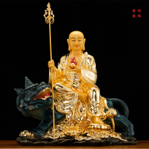 Statue of the Bodhisattva Buddha of The King of Jizo The bronze gilded Jiuhua Mountain sits and listens to the emperor of Jizos home to offer the ornament of baoan