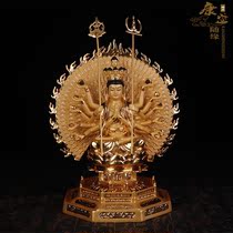 Thousand Hands Guanyin Buddha Statue Taiwanese bronze gilded Thousand Hands Guanyin Bodhisattva Buddha statue Bao Pingan home offering ornament