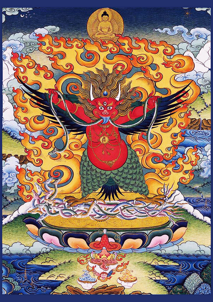 定制大鹏金翅鸟图片 相纸塑封 画像 佛像画 密宗护法 唐卡 结缘