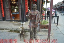 The old man patrol hit sculpture old gong sculpture hotel door store decoration sculpture elderly dog