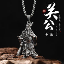 999 plated sterling silver Guan Gong pendant male lucky transfer Guan Erye necklace male retro personality domineering solid pendant