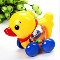 Baby Infant children rattle Ding clang Toddler crawling sports Pull line Duck drag educational toy car