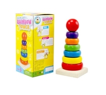 Small rainbow ferrule layers of stacked music wooden 7 stacked high rainbow tower parent-child teaching aids baby toys