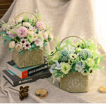 Nordic Flower Basket Emulation Floral Bouquet Dry Flower Pendulum Pieces Fake Flowers Plastic Flowers Living-room Dining Room Table Mixed Flower Arrangement Decorations