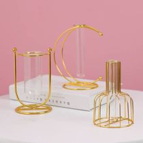 Metal flower basket gold-plated flower arrangement flower basket flower basket wrought iron portable floral material gift box cake flower stand geometric simplicity