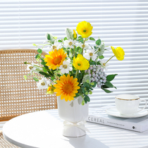 Nordic rose fake flower simulation bouquet combination home living room sunflower silk flower table top display floral decoration