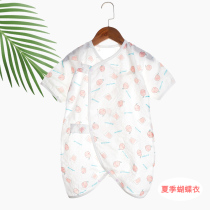 Baby Butterfly Ha Clothes Girls Summer Thin Monk Suit Short Sleeve Pajamas Climbing Clothes Air Conditioning Clothing Boys One-piece Clothes