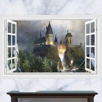 Harry Potter room decoration 3D stereoscopic windows room decoration wall wallpaper forest quiet landscape mural