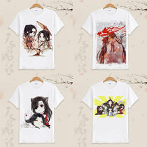 Heavenly official blessing short sleeves around T-shirt flower city Xie pity ink incense two-dimensional anime men and women clothes loose spring and summer