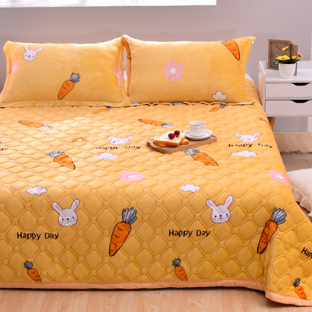 Milk velvet plus velvet sheet single piece winter suede thickened anti-slip coral velvet blanket plush quilt dormitory single