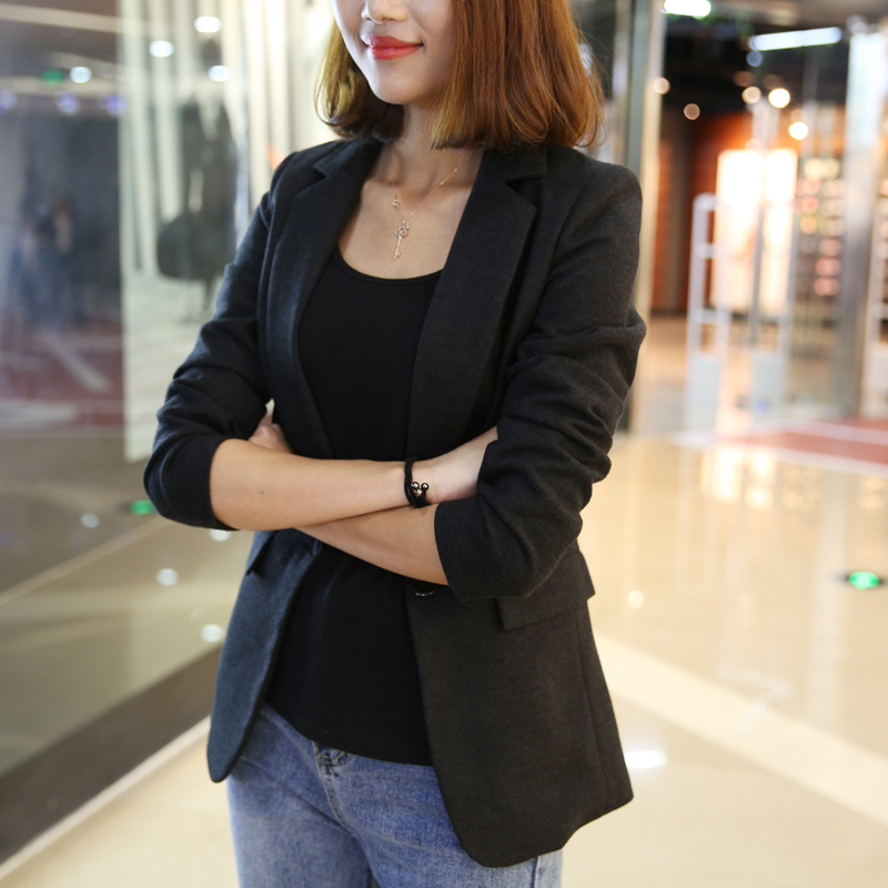 Small suit women 2021 autumn new slim Korean temperament thin long sleeves gray black OL formal suit jacket