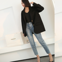 Double-sided cashmere coat womens winter new black Korean loose and wild mid-length wool blazer