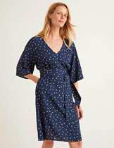 Buns home British single old old bdV collar waist dress Middle sleeve small polka dot Medium-length dress sweet and cute