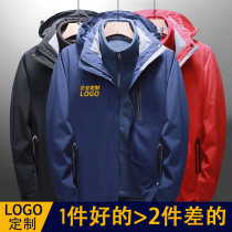 Womens three-in-one detachable two-piece velvet thickened mens custom logo printing work uniforms