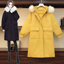 Big Code Women Dress Fat Mm Winter Clothing Jacket Mid-Length Loose 2021 New Autumn And Winter Foreign Air 200 Catty Cotton Clothing Tide